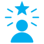 Blue profile icon with shining star